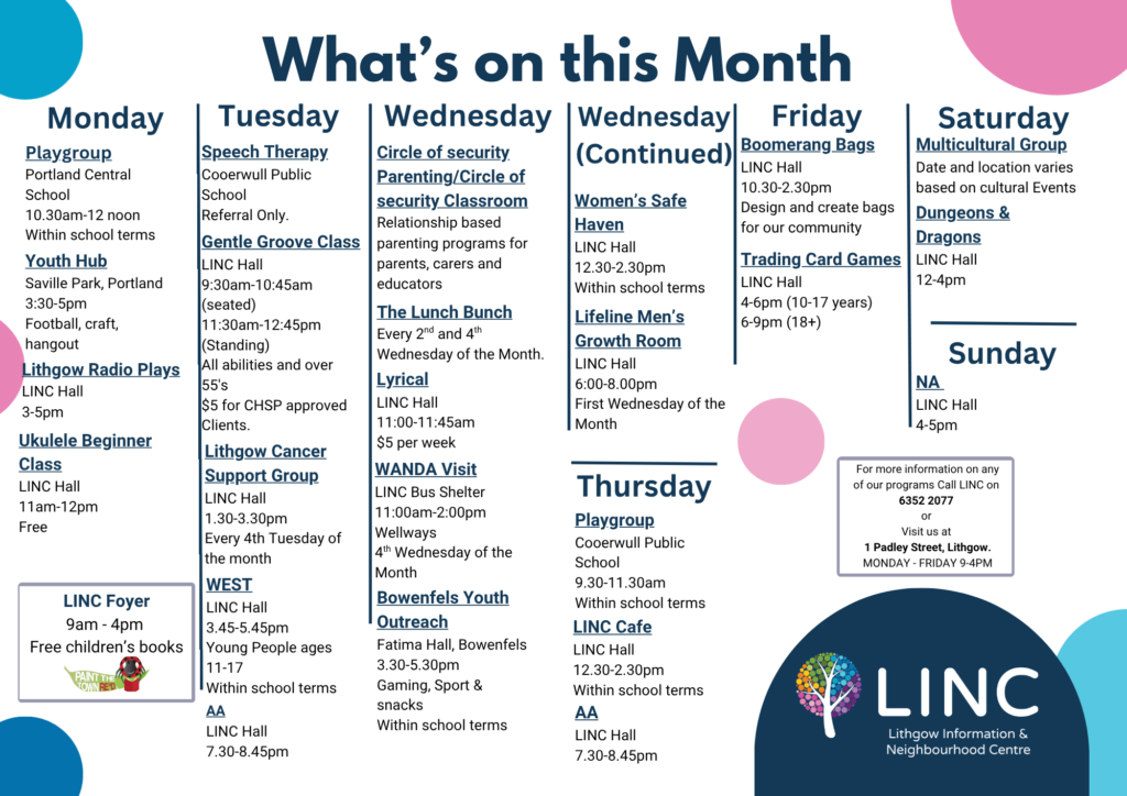 LINC Whats on A4 Flyer 1